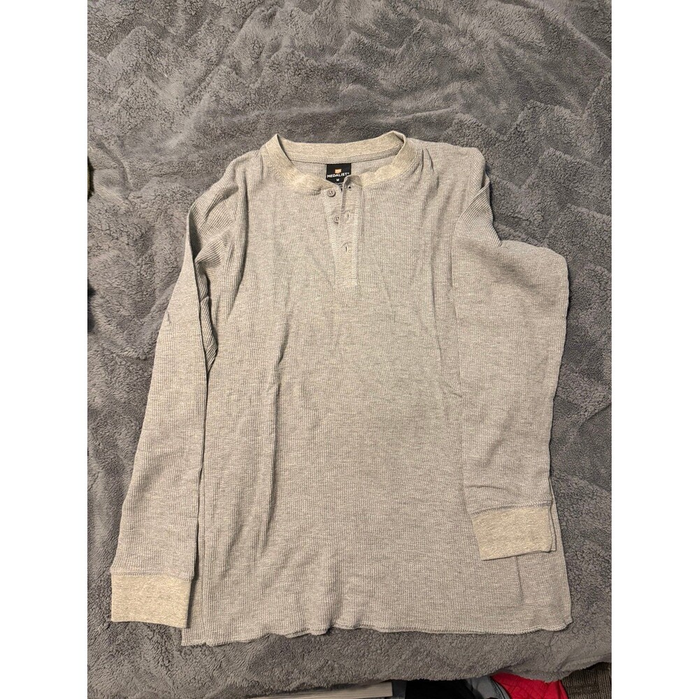 Light Gray Thermal Henley Long Sleeve Shirt
